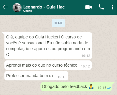 comentário de aluno